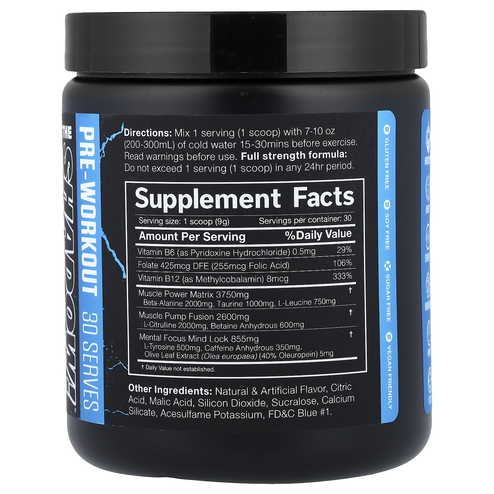 Предтренировочный комплекс JNX Sports The Shadow!®, вкус Blue Raspberry, 270 г — фото 2