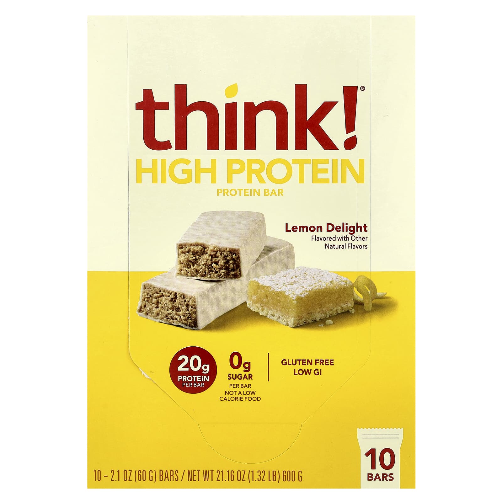 Протеин Think ! High Bars, вкус Lemon Delight, 60 г, 10 шт., батончик