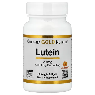 Фото товара: Зеаксантин California Gold Nutrition Lutein with from Marigold Extract 60 Veggie, мягкие капсулы