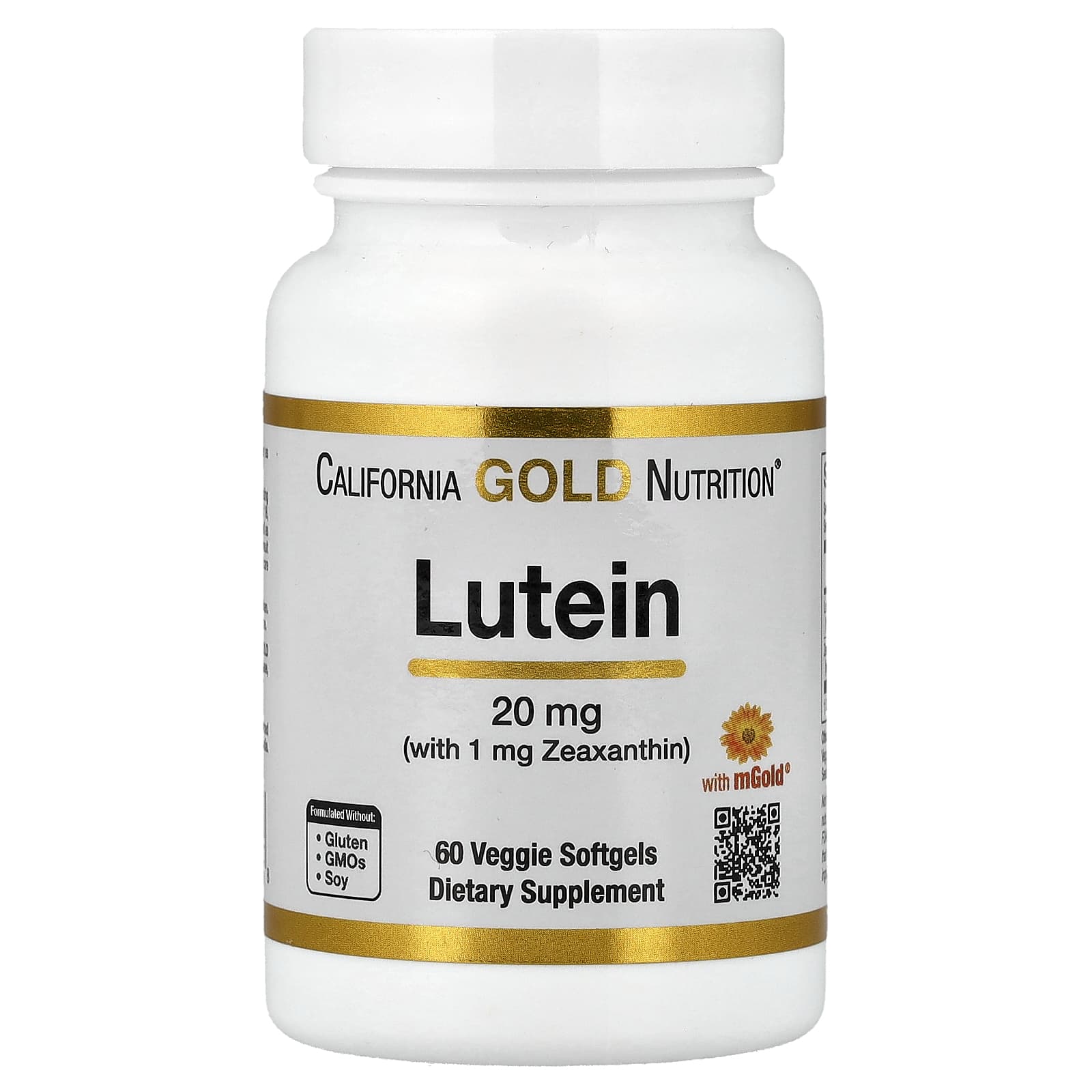 Зеаксантин California Gold Nutrition Lutein with from Marigold Extract 60 Veggie, мягкие капсулы — фото 3