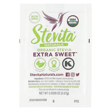 Стевия Stevita Naturals Naturals Organic Extra Sweet, оттенок 50 Packets, 3.75 г, саше