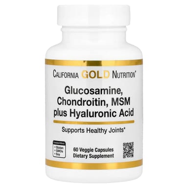 Гиалуроновая кислота California Gold Nutrition Glucosamine MSM plus, хондроитин, 60 растительных капсул