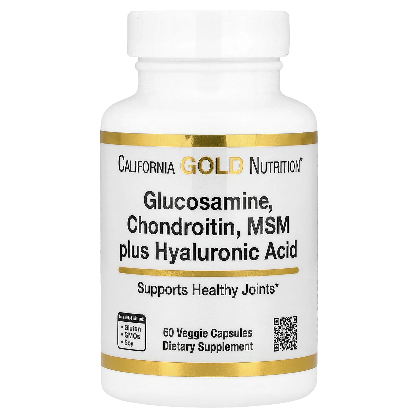 Гиалуроновая кислота California Gold Nutrition Glucosamine MSM plus, оттенок Chondroitin, 60 растительных капсул — фото 2