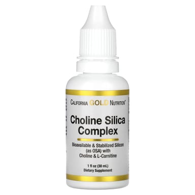 L-карнитин California Gold Nutrition Choline Silica Complex Bioavailable & Stabilized Silicon with Choline & L-Carnitine, 30 мл