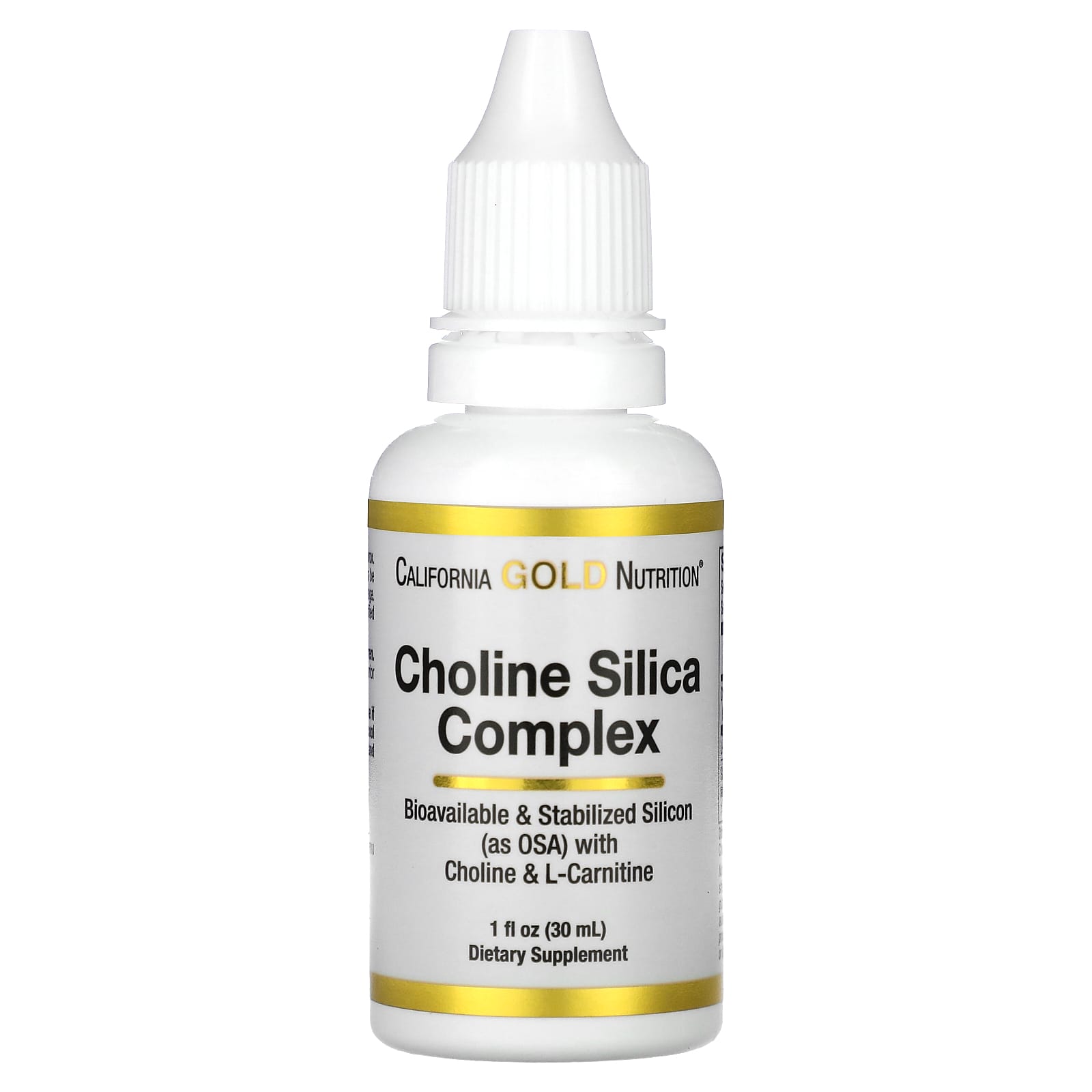 L-карнитин California Gold Nutrition Choline Silica Complex Bioavailable & Stabilized Silicon with Choline & L-Carnitine, 30 мл