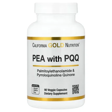 Фото товара: PQQ (пирролохинолинхинон) California Gold Nutrition, 300 мг, 10 мг, 90 растительных капсул