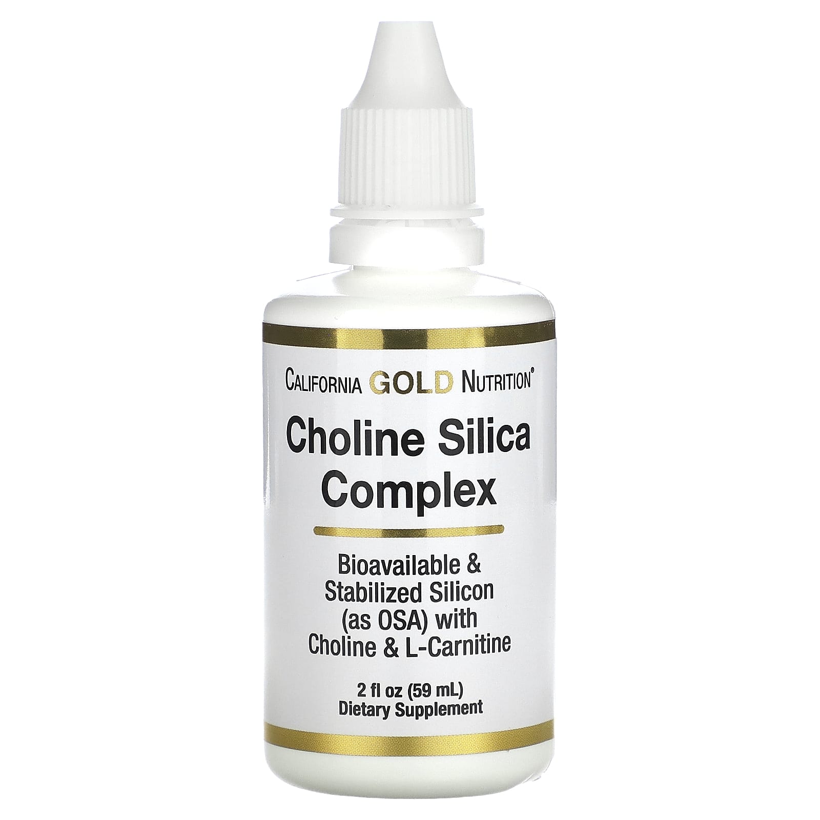 L-карнитин California Gold Nutrition Choline Silica Complex Bioavailable & Stabilized Silicon with Choline & L-Carnitine, 59 мл