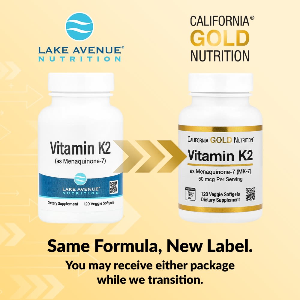 Витамин K2 (в виде Менахинон-7) California Gold Nutrition, 50 мкг, 120 вегетарианских мягких капсул — фото 4