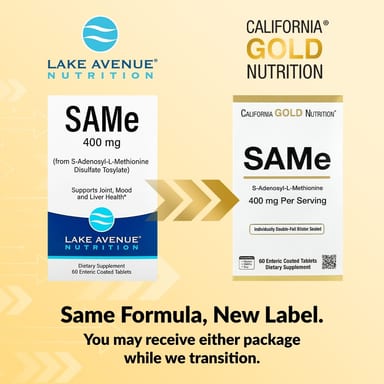 SAMe California Gold Nutrition Disulfate Tosylate, 400 мг, таблетки