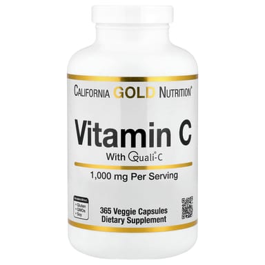 Витамин C California Gold Nutrition Quali®-C, 1000 мг, 365 растительных капсул