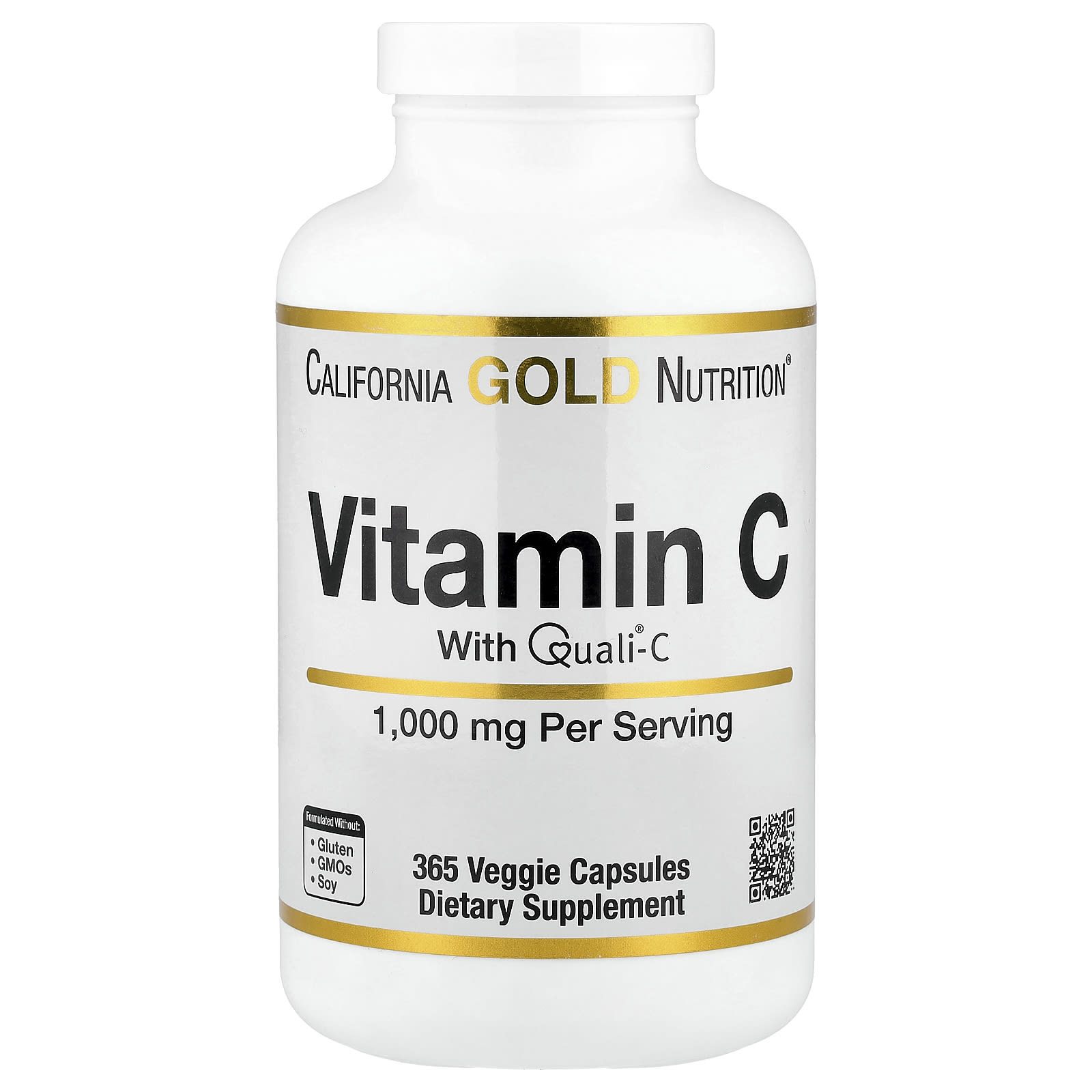 Витамин C California Gold Nutrition Quali®-C, 1000 мг, 365 растительных капсул — фото 2