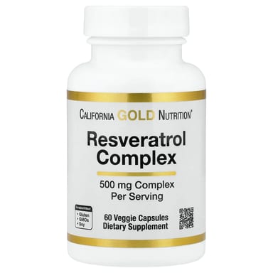 Экстракт виноградных косточек California Gold Nutrition Red Wine Extract and trans-Resveratrol, Resveratrol Complex with Grape Seed Extract, 60 растительных капсул