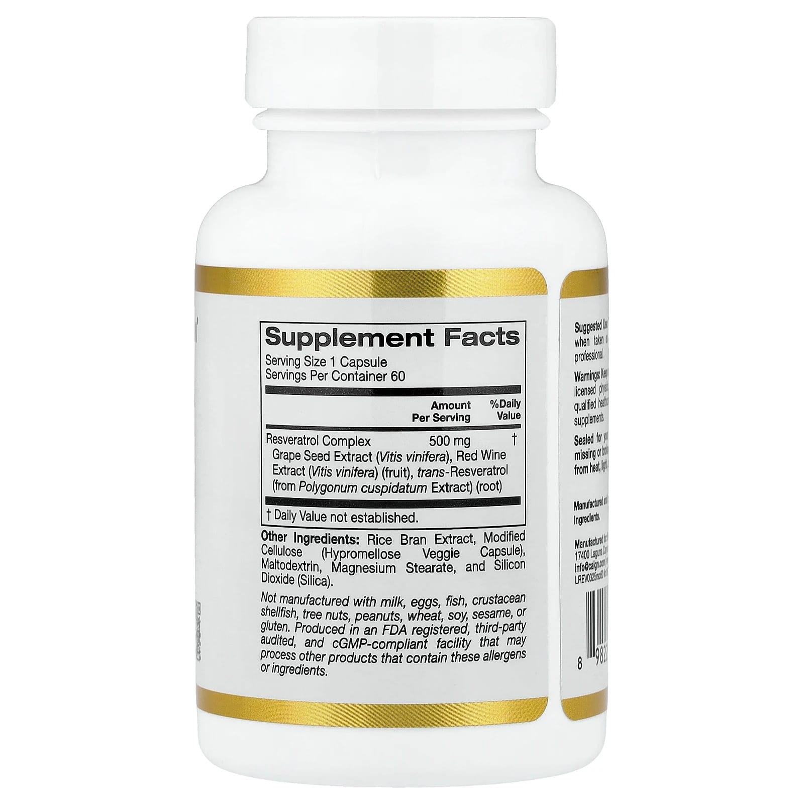 Экстракт виноградных косточек California Gold Nutrition Red Wine Extract and trans-Resveratrol, вкус Resveratrol Complex with Grape Seed Extract, 60 растительных капсул — фото 4