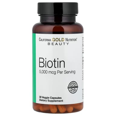 Биотин California Gold Nutrition, 5000 мкг, 30 растительных капсул