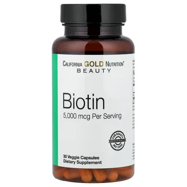 Фото товара: Биотин California Gold Nutrition, 5000 мкг, 30 растительных капсул