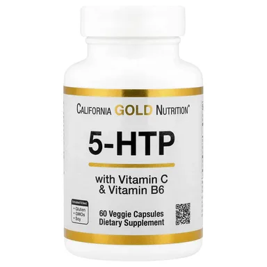 Фото товара: Витамин C California Gold Nutrition 5-HTP with Vitamin B6 &, 60 растительных капсул