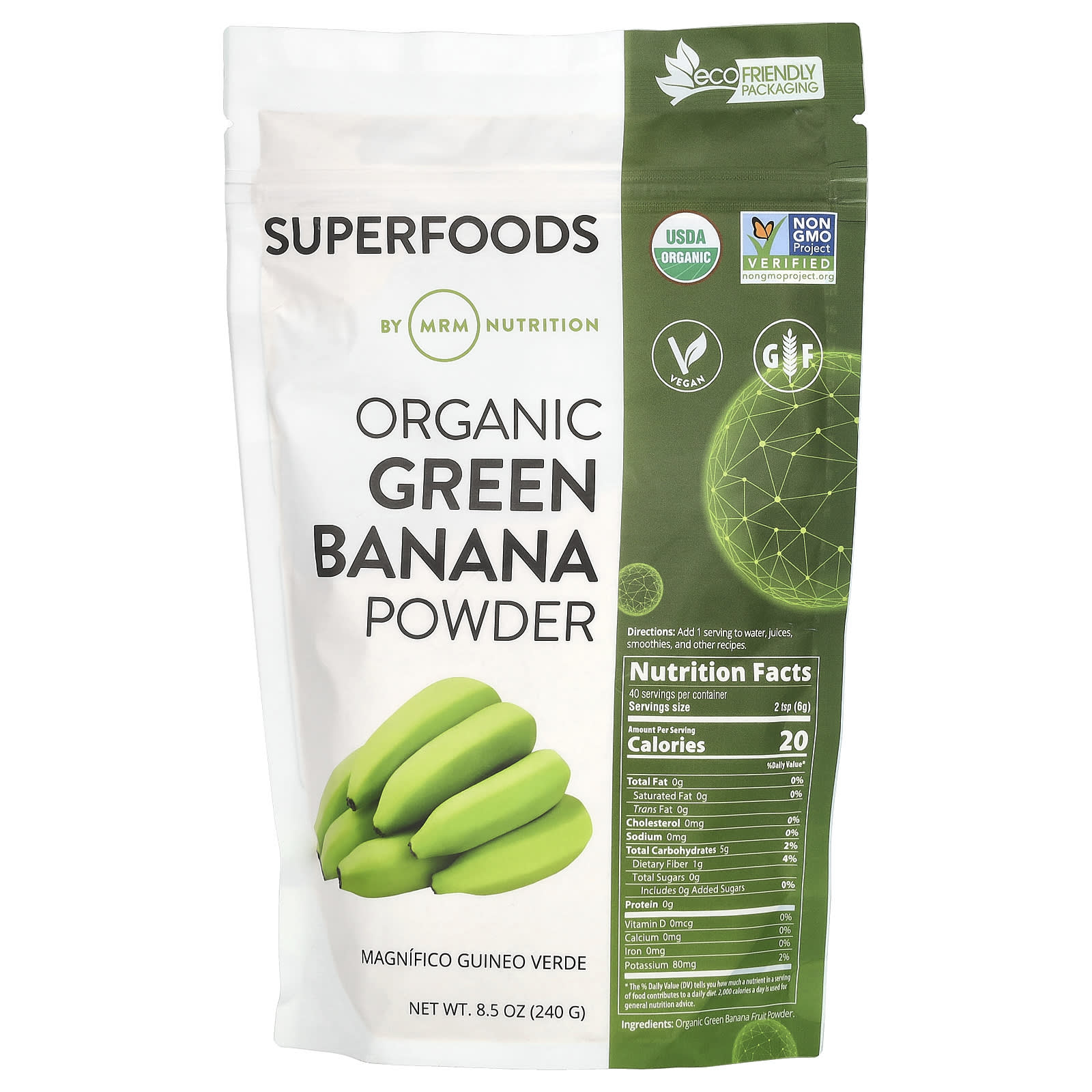 Порошок MRM Nutrition Organic Green Banana, 240 г