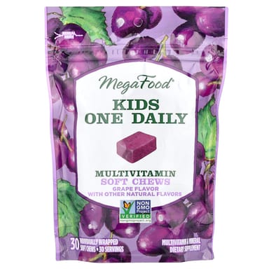 Мультивитамины MegaFood One Daily Soft Chews 30 Individually Wrapped Soft Chews, вкус Grape, жевательные добавки