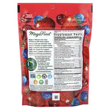 Мультивитамины MegaFood Women's One Daily 30 Individually Wrapped Soft Chews, вкус Mixed Berry, жевательные добавки