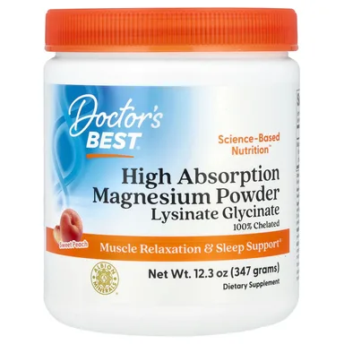 Фото товара: Магний Doctor's Best High Absorption Powder, Sweet Peach, 347 г, порошок