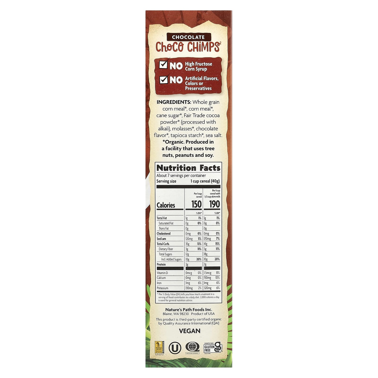 Шоколад Nature's Path EnviroKidz Organic Choco Chimps®, вкус Chocolate, 284 г — фото 2