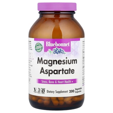 Магний Bluebonnet Nutrition Aspartate, 200 мг, 200 растительных капсул