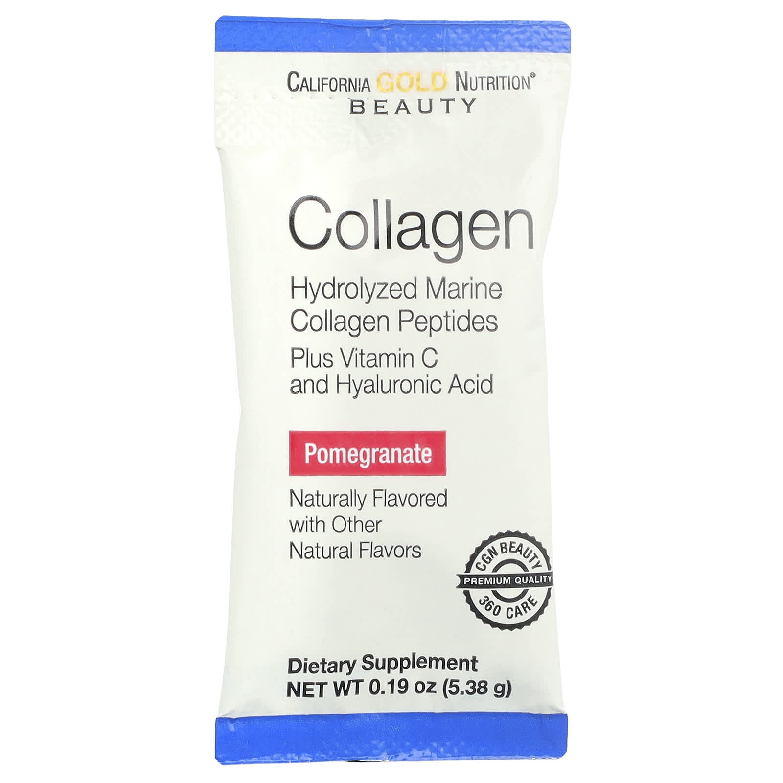 Гиалуроновая кислота California Gold Nutrition Collagen Peptides Plus Vitamin C & Pomegranate, оттенок 30 Packets, 5.38 г, саше — фото 2