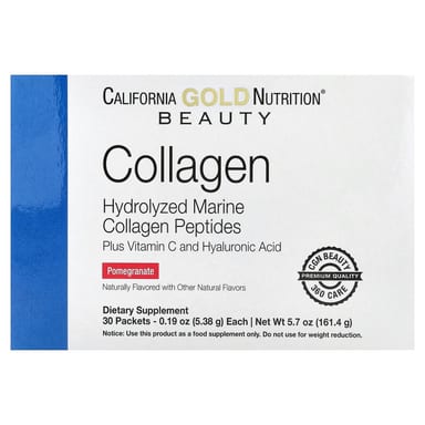 Гиалуроновая кислота California Gold Nutrition Collagen Peptides Plus Vitamin C & Pomegranate, 30 саше, 5.38 г, саше