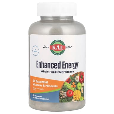 Мультивитамины KAL Enhanced Energy Whole Food, вкус Mango Pineapple, 60 жевательных таблеток
