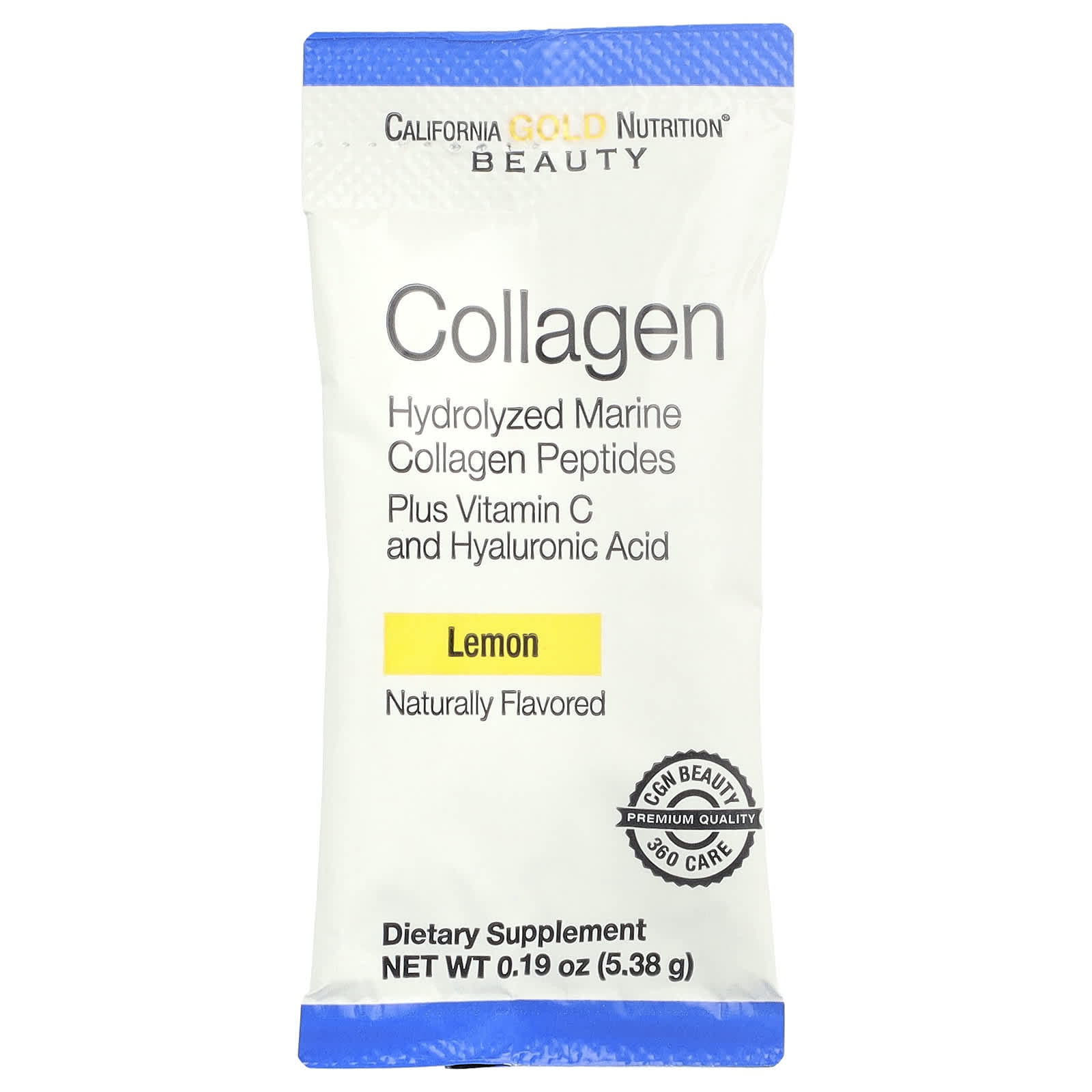 Гиалуроновая кислота California Gold Nutrition Marine Collagen Peptides Plus Vitamin C and Lemon, оттенок 30 Packets, 5.38 г, саше — фото 2