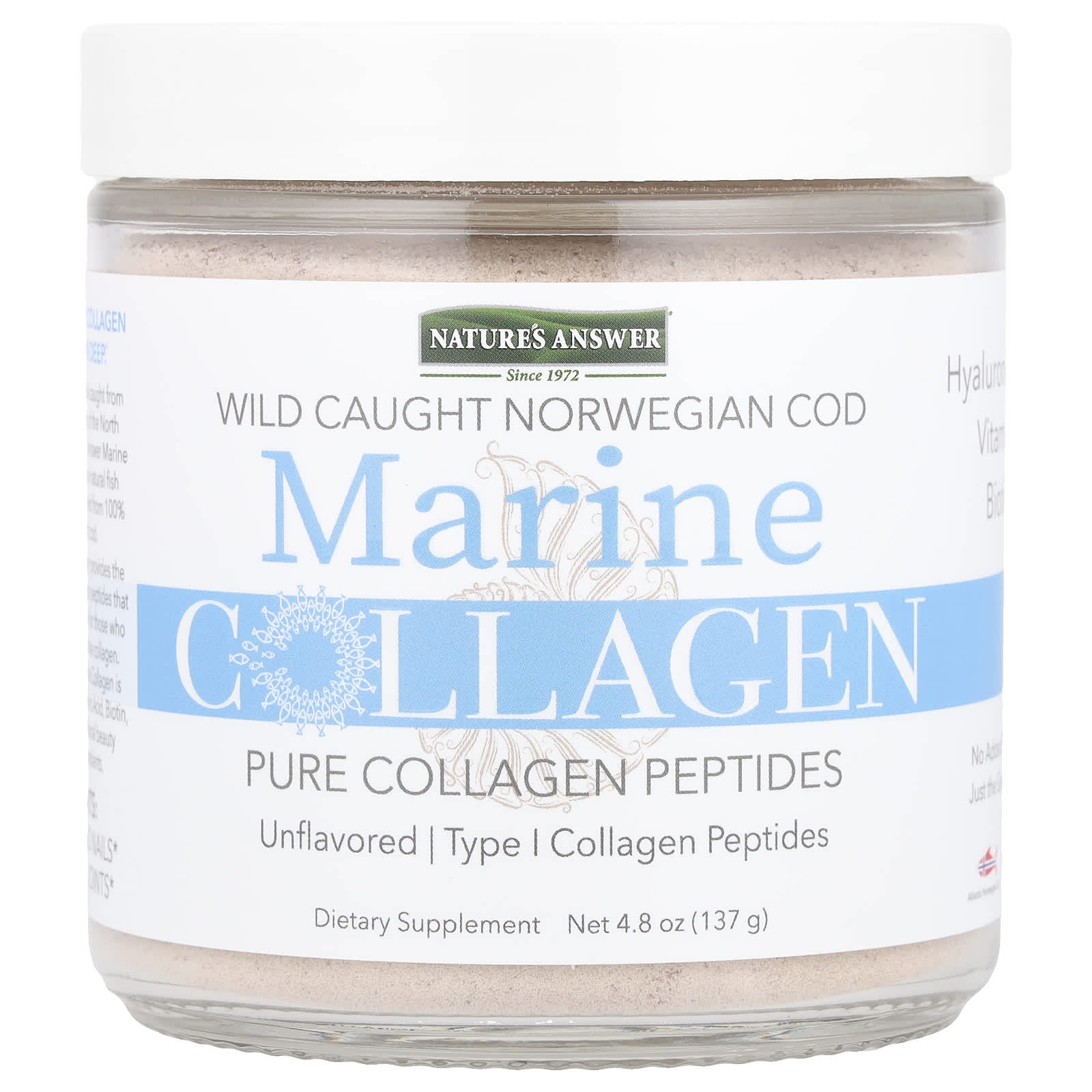 Коллаген Nature's Answer Marine, без вкуса, 137 г