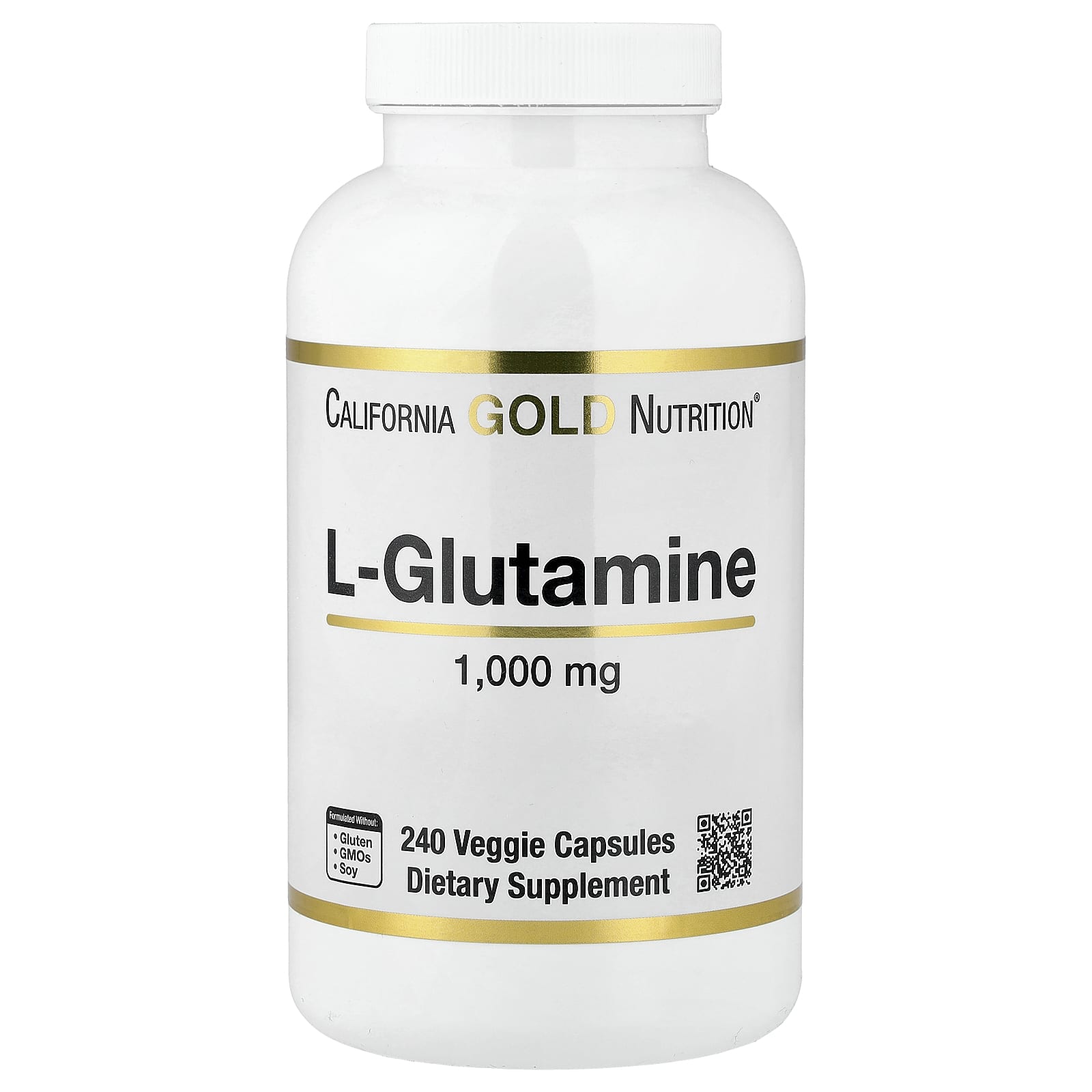 L-глютамин California Gold Nutrition L-Glutamine, 1000 мг, 240 растительных капсул — фото 2