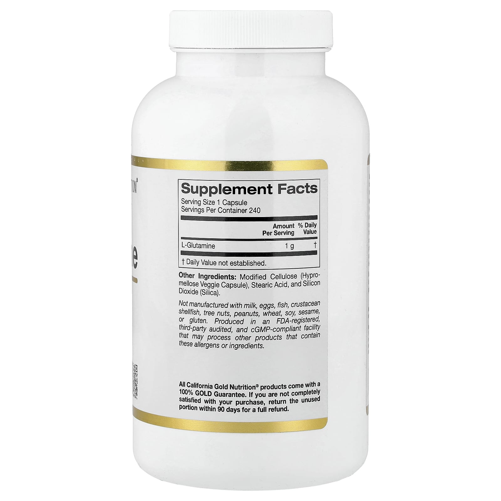 L-глютамин California Gold Nutrition L-Glutamine, 1000 мг, 240 растительных капсул — фото 3