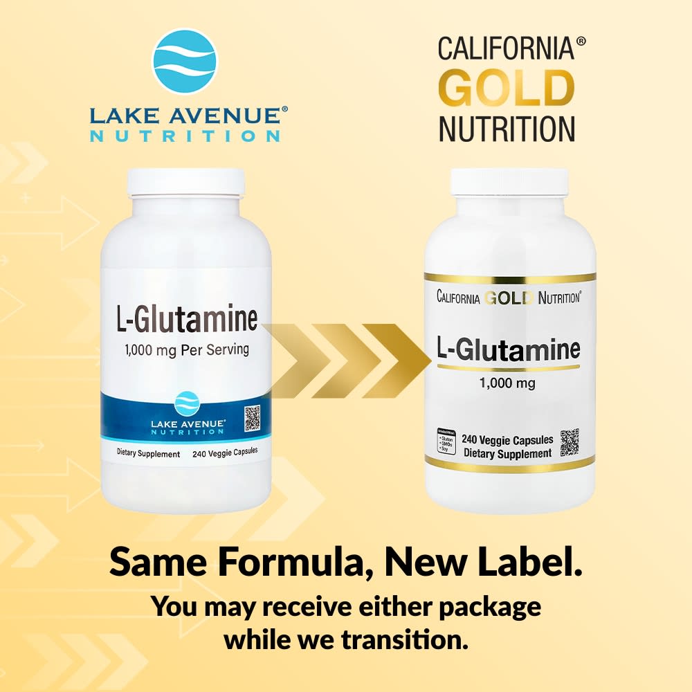 L-глютамин California Gold Nutrition L-Glutamine, 1000 мг, 240 растительных капсул — фото 4