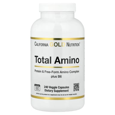 Аминокислота California Gold Nutrition Total Amino with Vitamin B-6 and 20 Blend, 240 растительных капсул