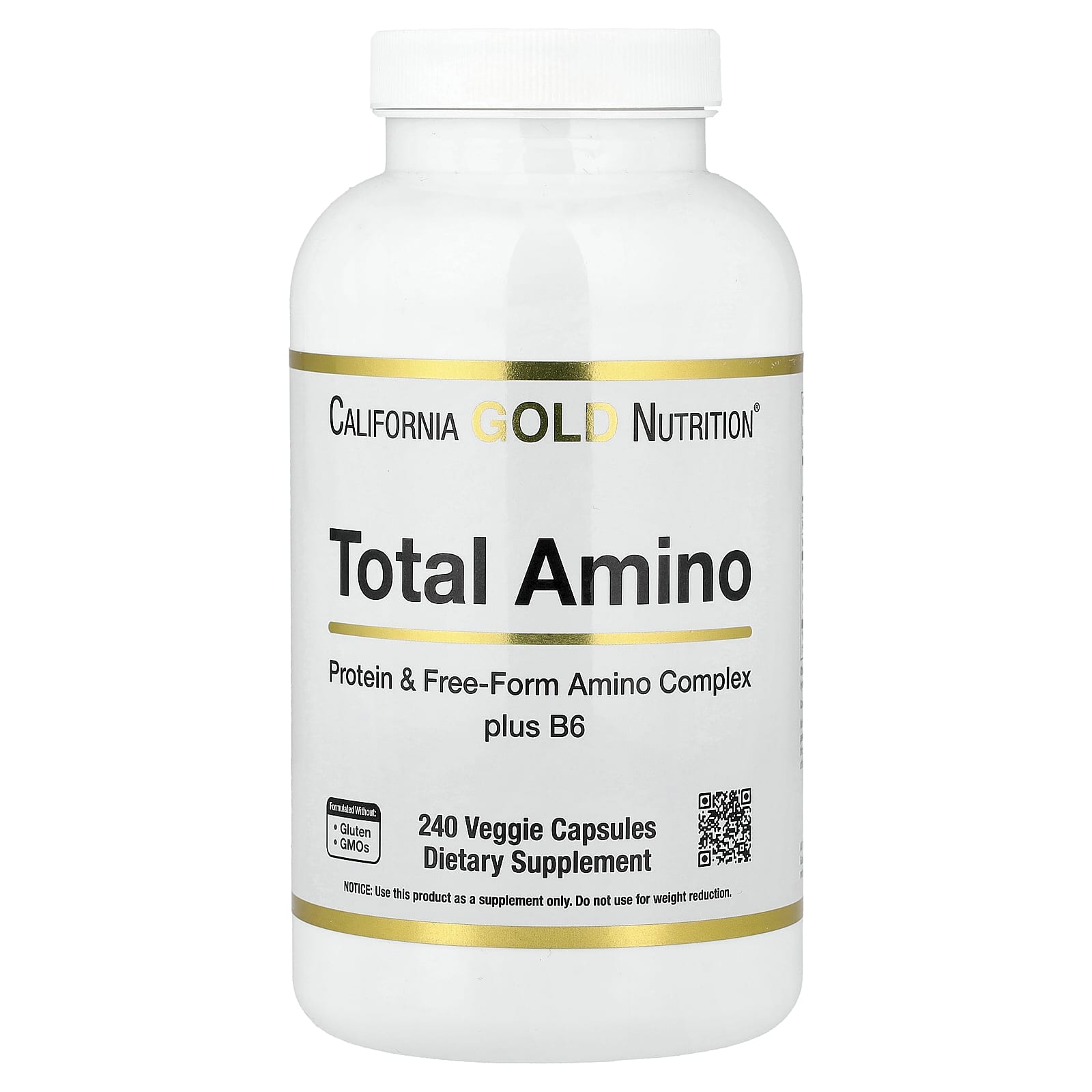 Аминокислота California Gold Nutrition Total Amino with Vitamin B-6 and 20 Blend, 240 растительных капсул — фото 2