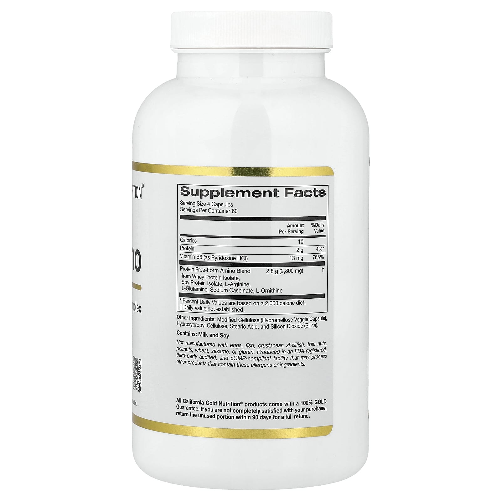 Аминокислота California Gold Nutrition Total Amino with Vitamin B-6 and 20 Blend, 240 растительных капсул — фото 4