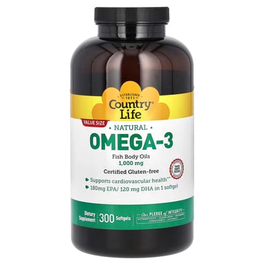 Омега-3 Country Life Natural, 1000 мг, 300 мягких капсул
