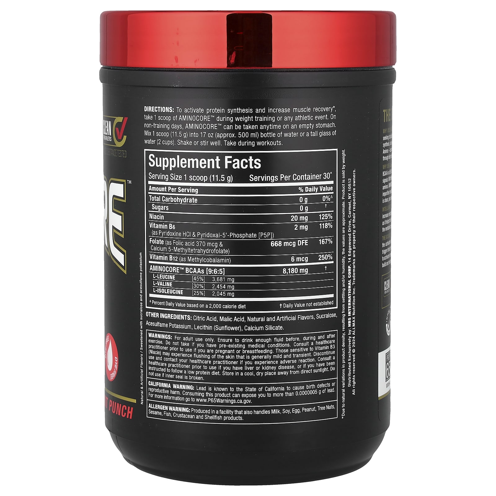 BCAA ALLMAX AMINOCORE™, вкус Fruit Punch, 345 г — фото 2