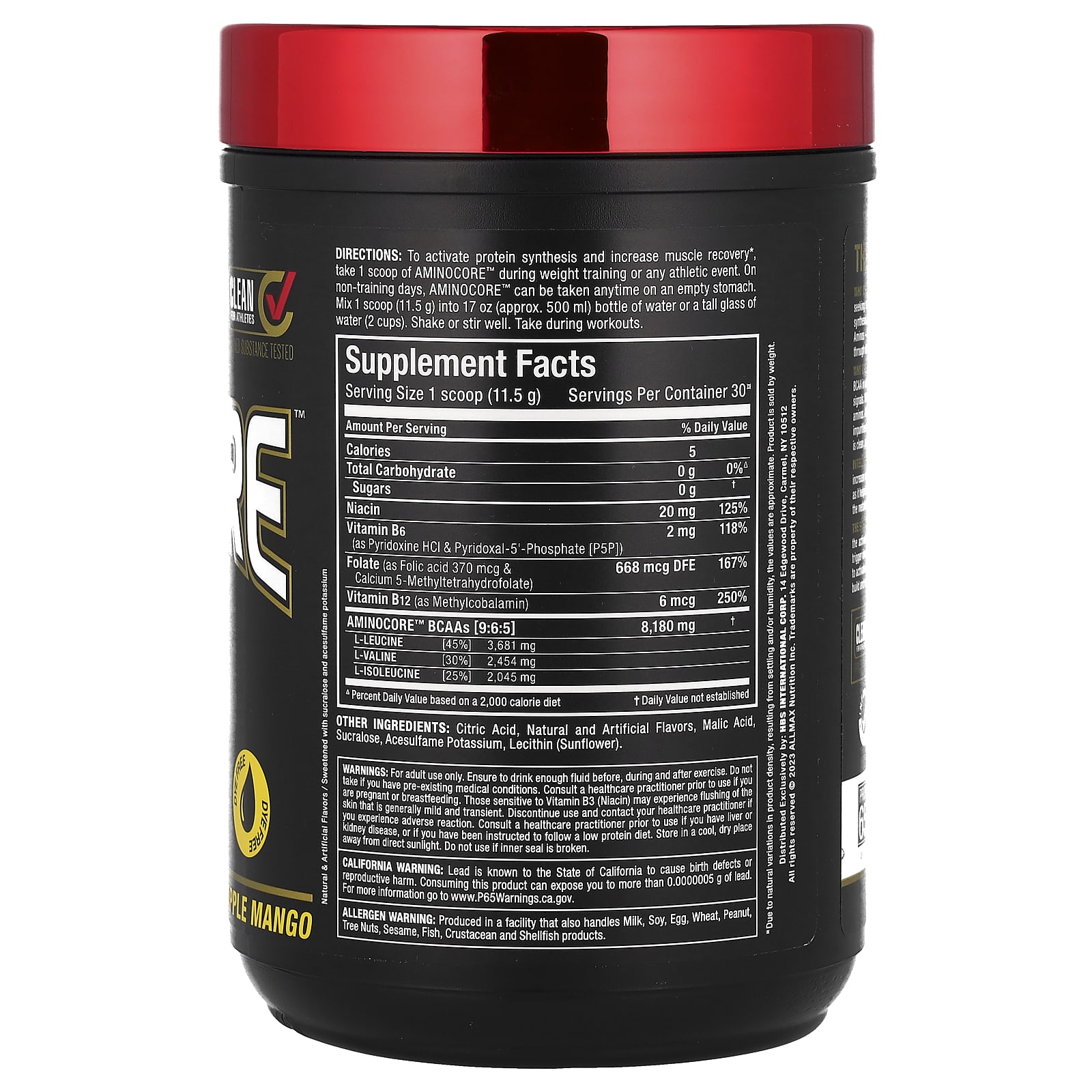 BCAA ALLMAX AMINOCORE™, вкус Pineapple Mango, 345 г — фото 2