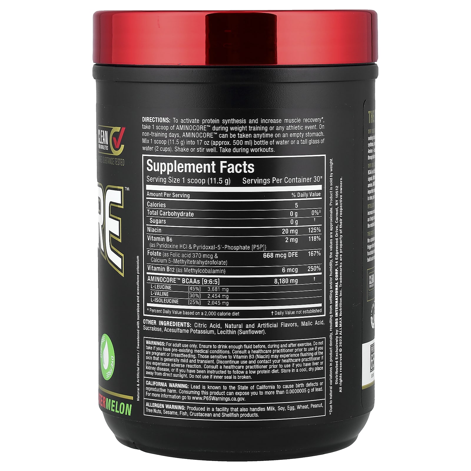 BCAA ALLMAX AMINOCORE™, оттенок Watermelon, 345 г — фото 2