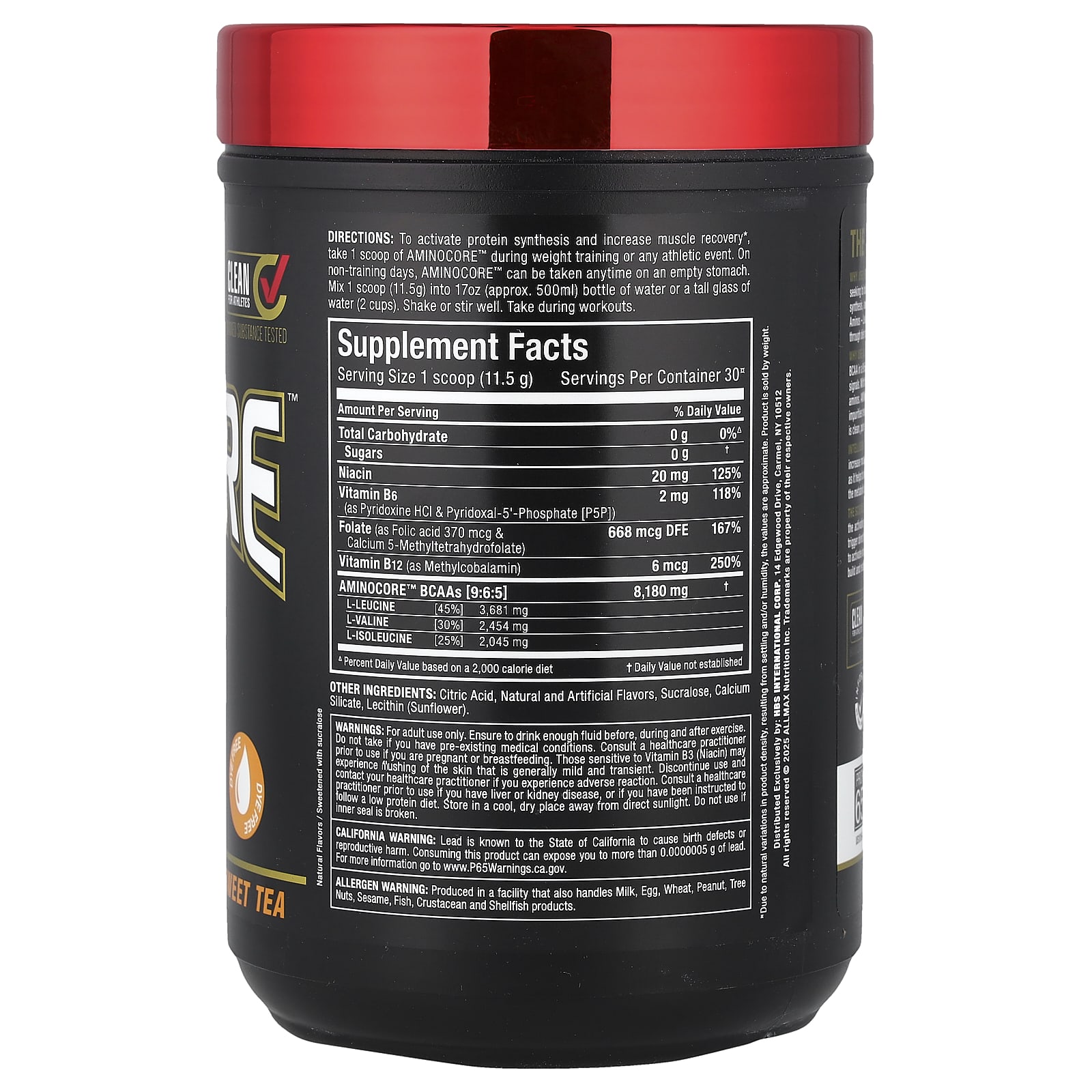 BCAA ALLMAX AMINOCORE™ Sweet Tea, 345 г — фото 2