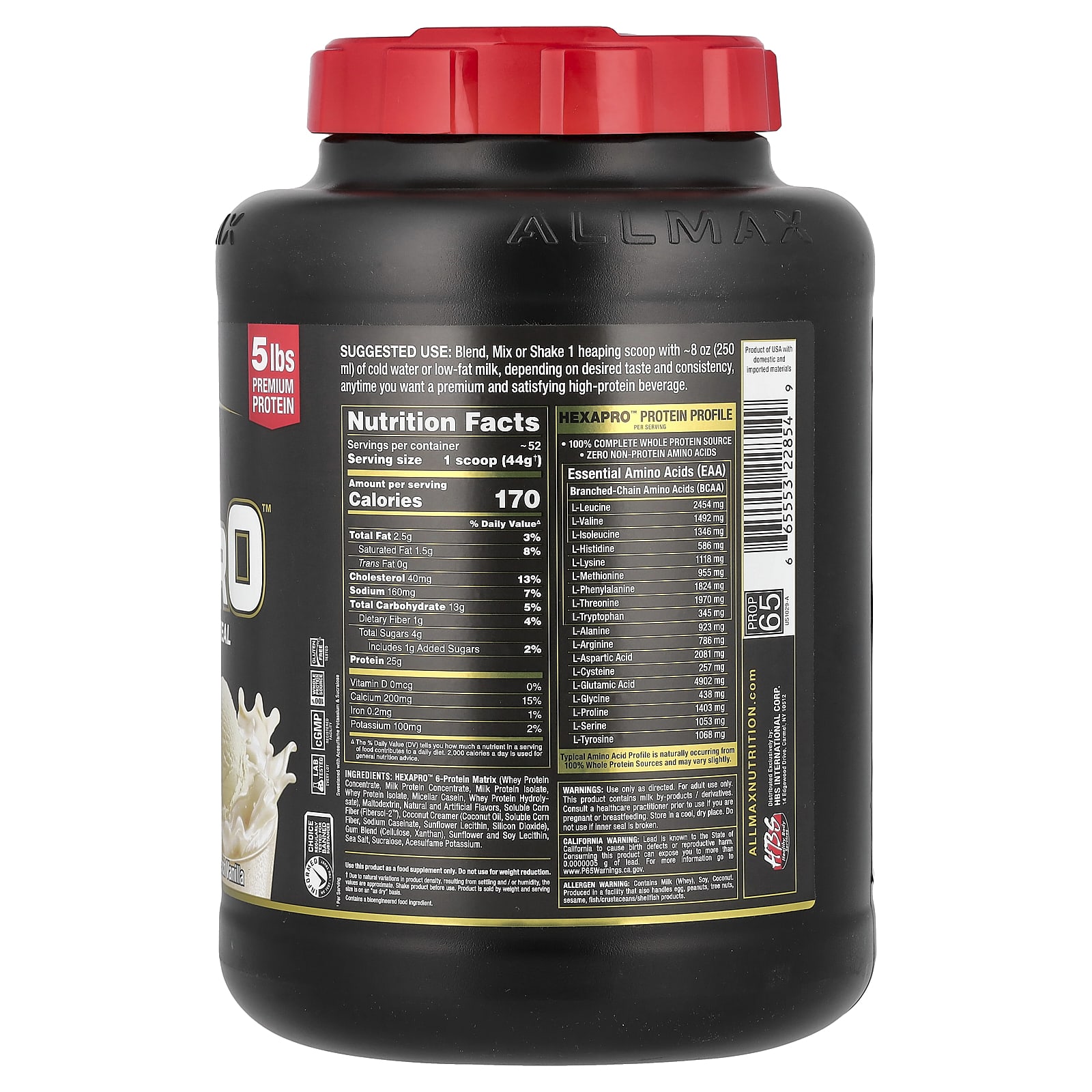 Протеин ALLMAX Hexapro™ High- Lean Meal, вкус French Vanilla, 2.27 кг — фото 2