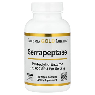 Серрапептаза California Gold Nutrition Proteolytic Enzyme 120,000 SPUs, 180 растительных капсул