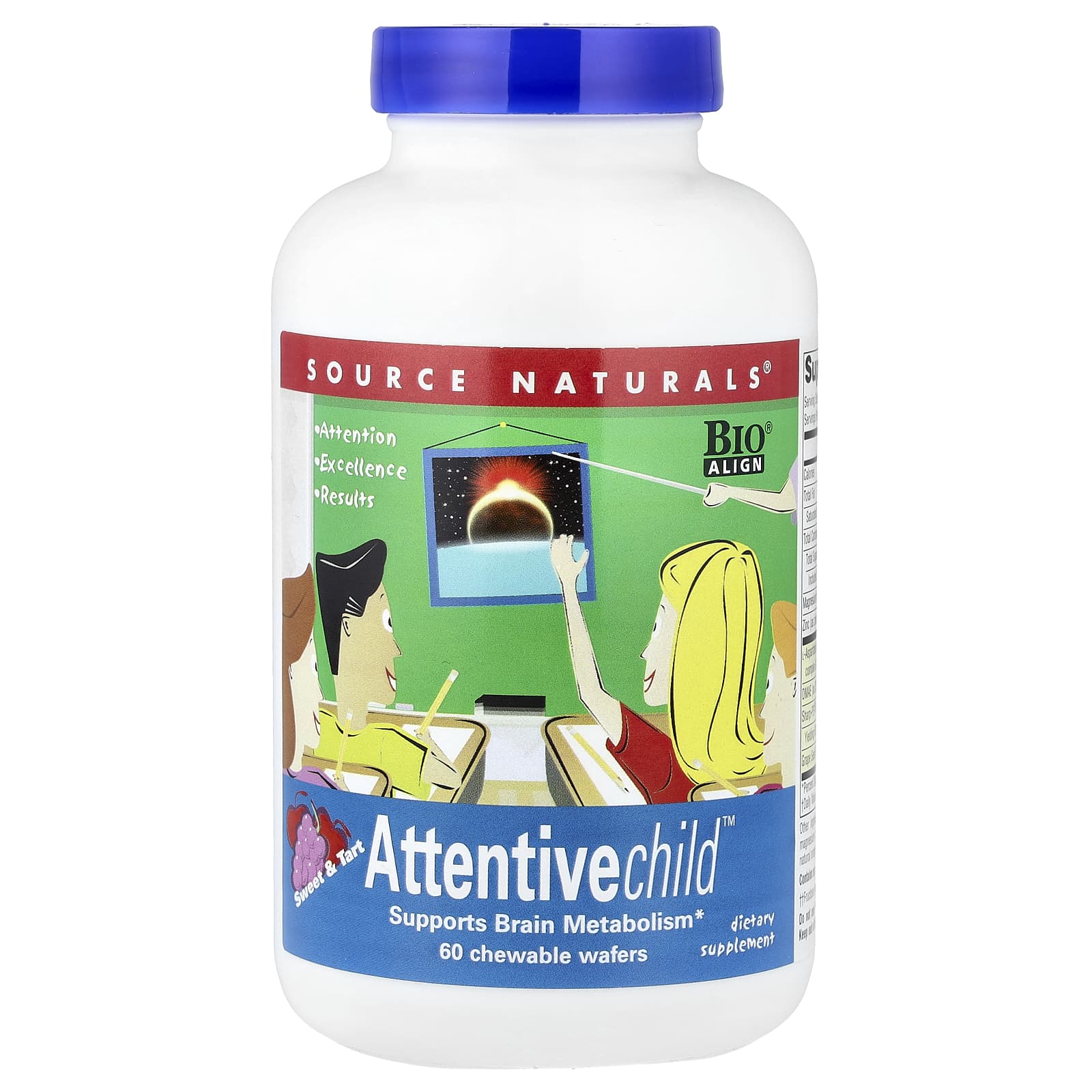 Детский комплекс Attentive Child Source Naturals™ Sweet & Tart, оттенок 60 Chewable Wafers