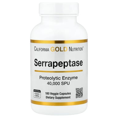 Серрапептаза California Gold Nutrition Proteolytic Enzyme 40,000 SPUs, 180 растительных капсул