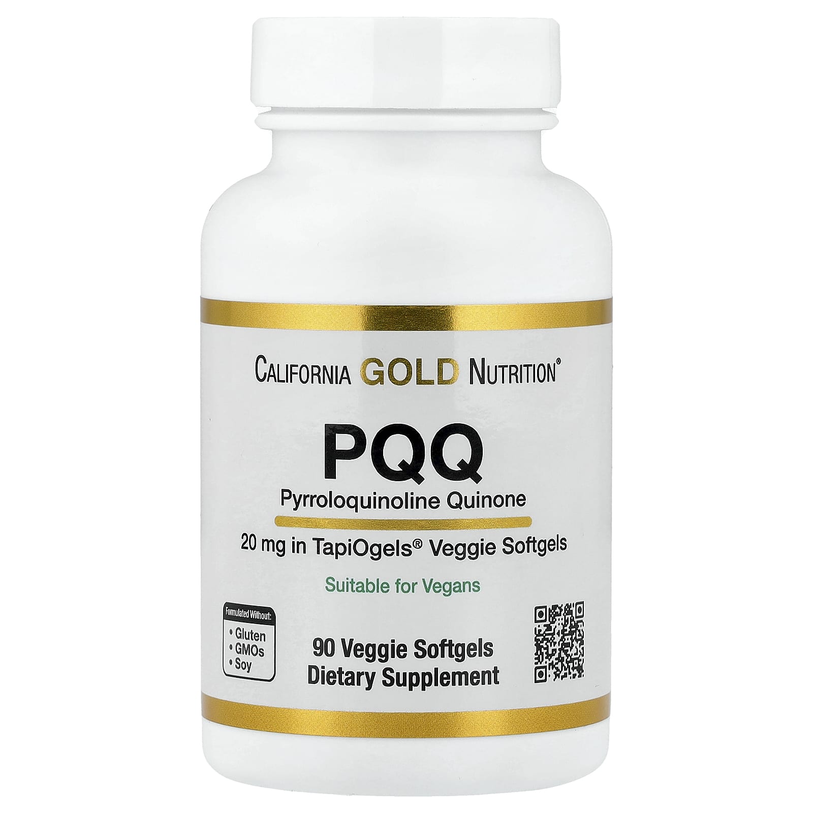 PQQ (пирролохинолинхинон) California Gold Nutrition 90 Veggie, 20 мг, мягкие капсулы — фото 3