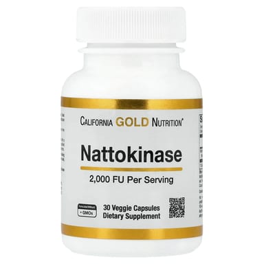 Наттокиназа California Gold Nutrition Proteolytic Enzyme 2,000 FUs, 30 растительных капсул