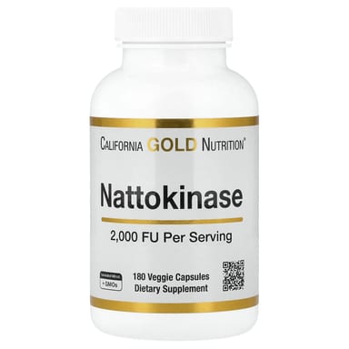 Наттокиназа California Gold Nutrition Proteolytic Enzyme 2,000 FU, 180 растительных капсул