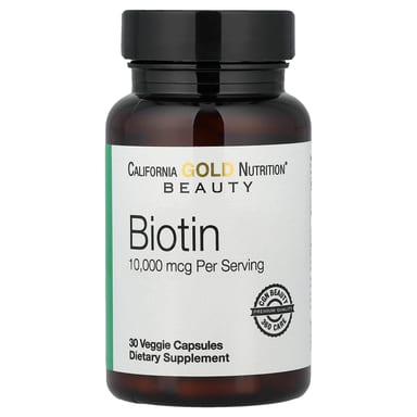 Биотин California Gold Nutrition, 10000 мкг, 30 растительных капсул